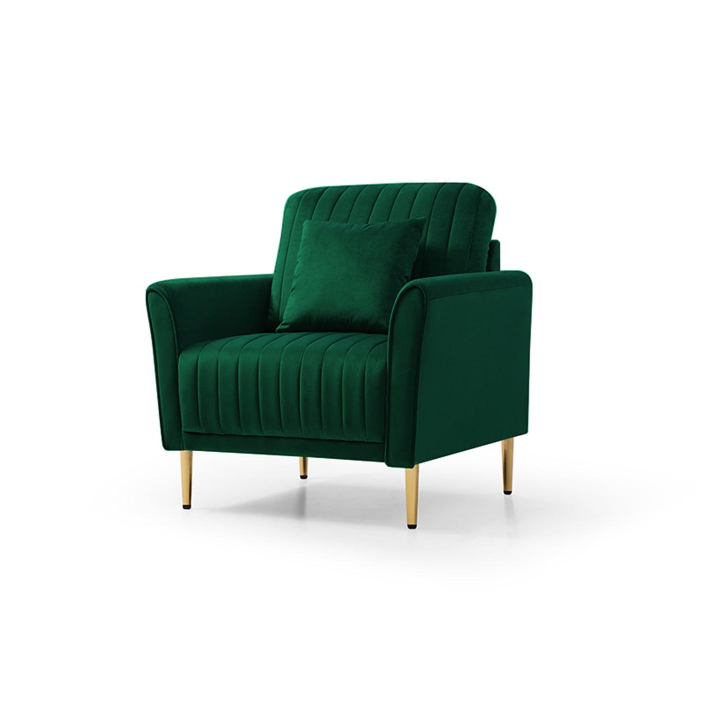 Channel Tufted Green Velvet Singel Living Room Sofa Accent Chair