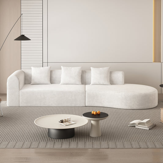 123*37 inch extra large deep modular sofa, cloud sofa 4-person sofa, can sit or lie down, living room corduroy modular sofa, no assembly required, white