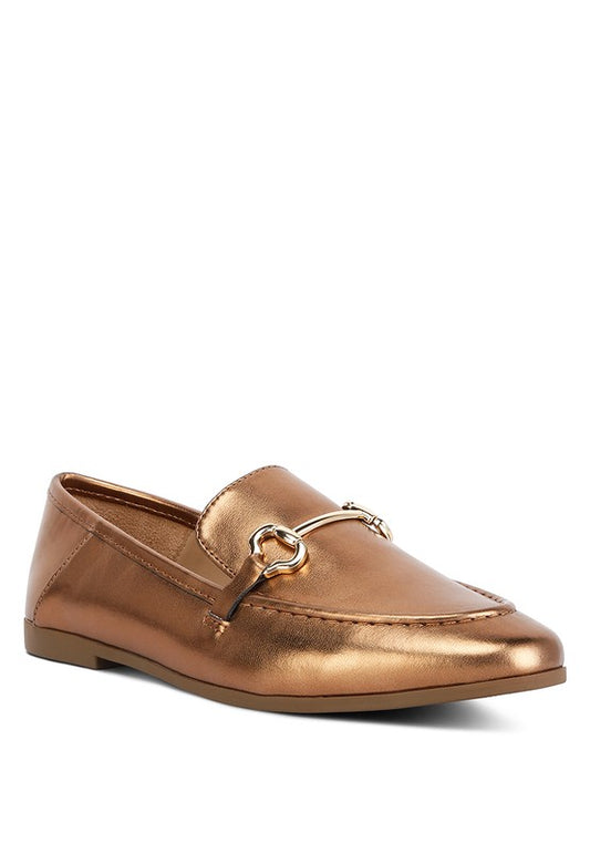 Ichiro Metallic Faux Leather Horsebit Loafers