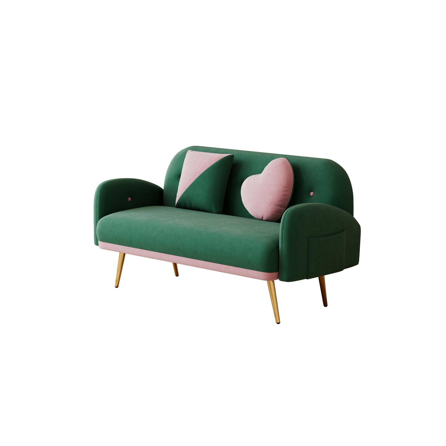 2156 sofa includes 2 pillows 58" green velvet sofa for small spaces