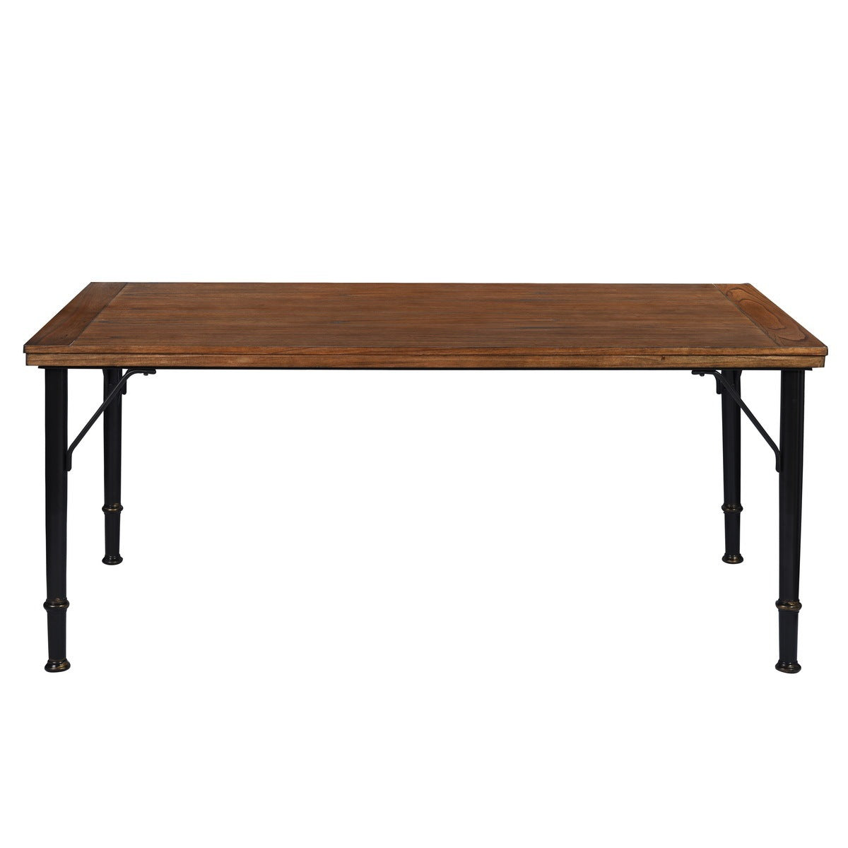70.1" Solid wood veneered dining table, Rustic Brown & Black