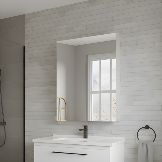 24'' W x 36'' H Surface Frameless Mirror Medicine Cabinet, Beveled Mirror Edges Bathroom Medicine Cabinet, Right opening door