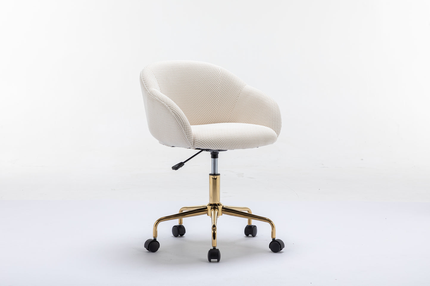 047-Mesh Fabric Home Office 360°Swivel Chair Adjustable Height With Gold Metal Base,Beige