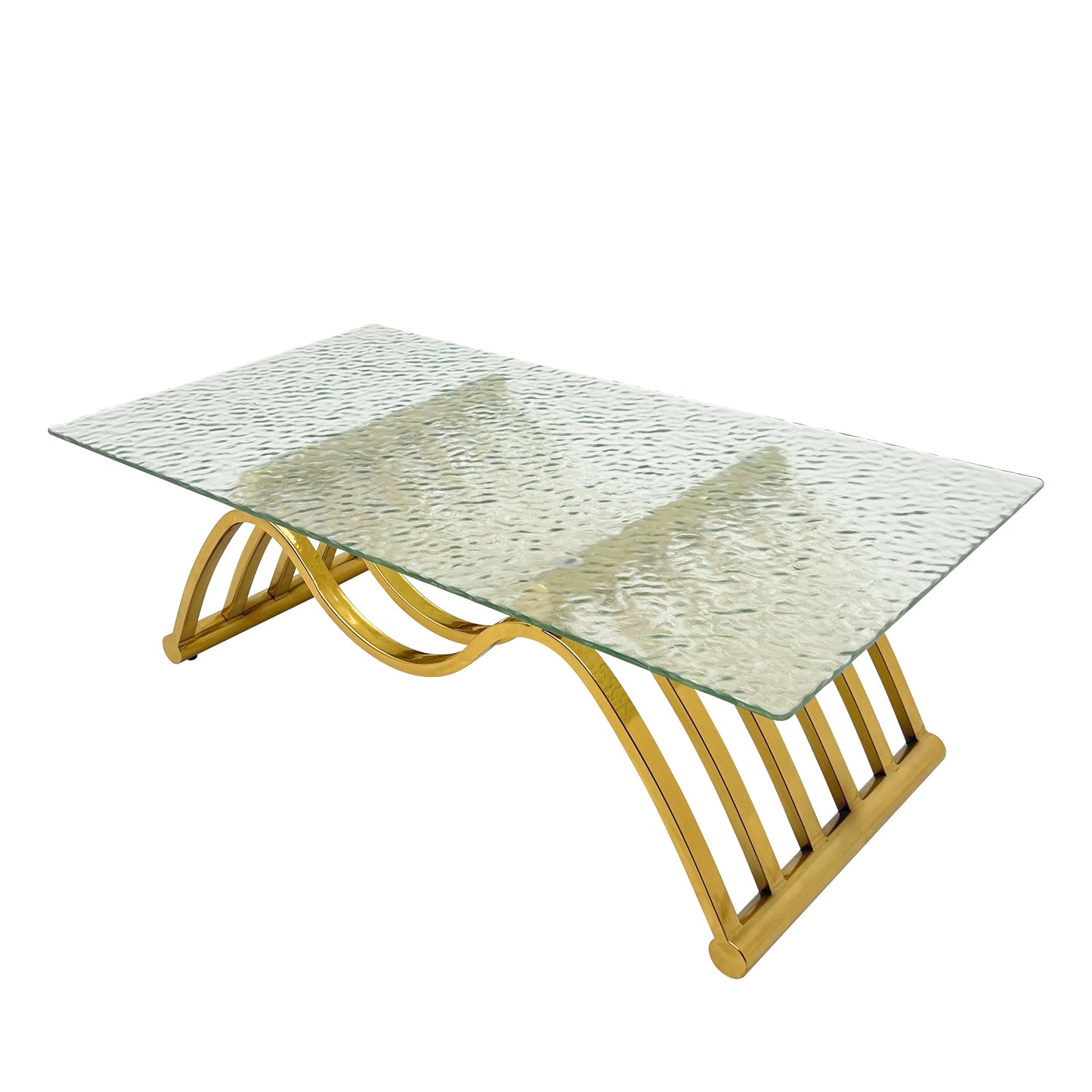 Modern Design GOLD Stainless Steel Frame Coffee Table Water Tempered Glass Coffee Table for Bedroom Living Room