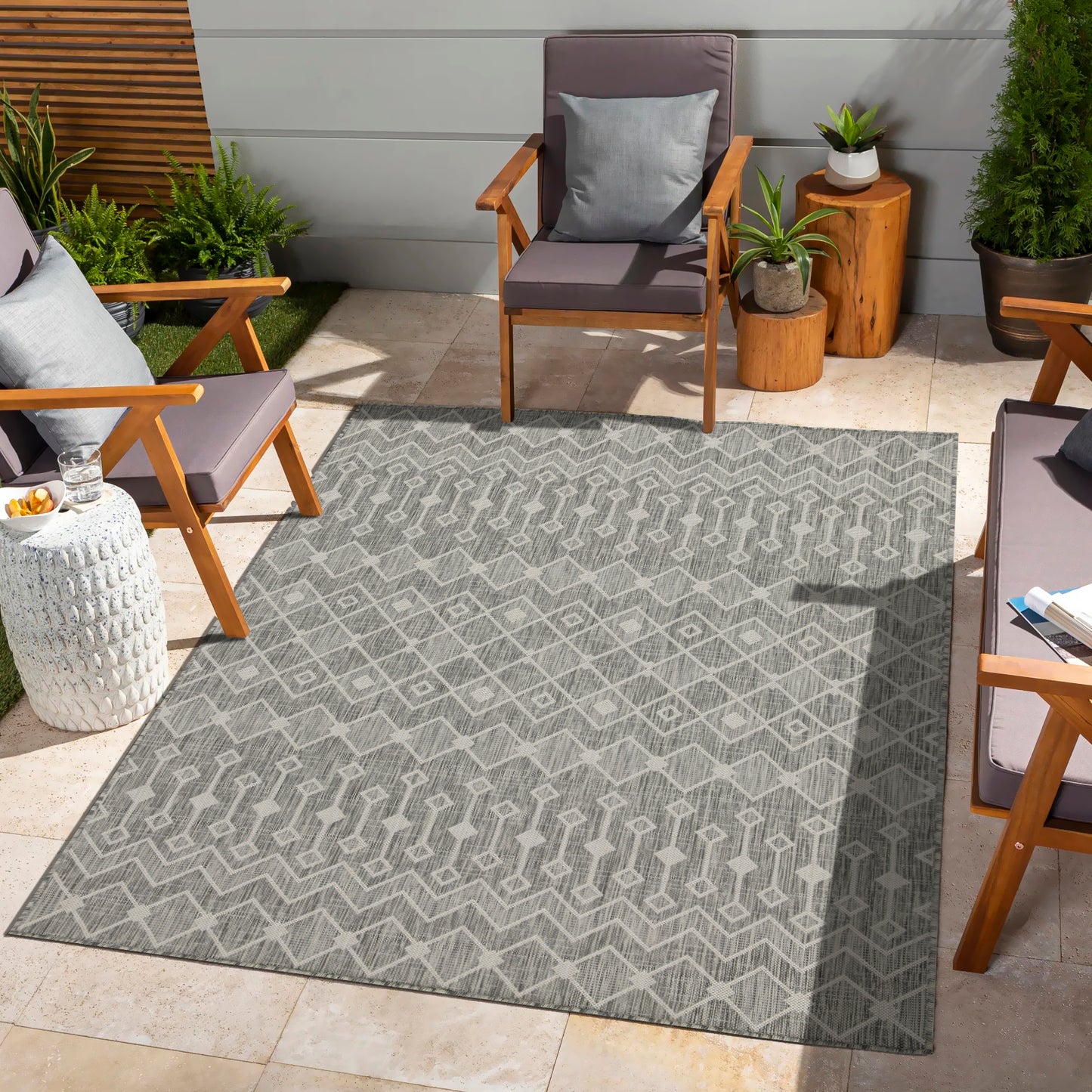 Sunshine GC_HAR2021 Silver 5 ft. 3 in. x 7 ft. 3 in. Indoor/Outdoor Area Rug