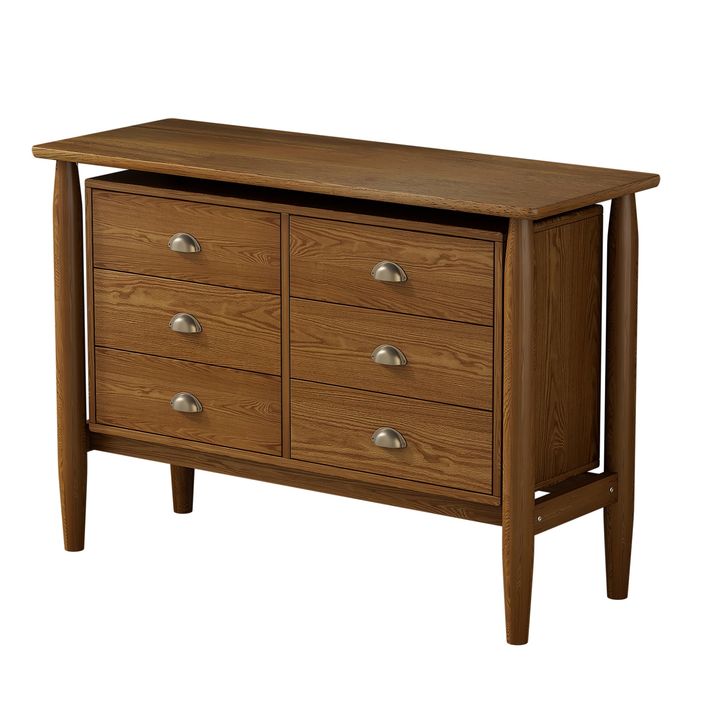 Mid Century Modern Wood 6-Drawer Dresser Storage Cabinet for Bedroom,Living Room,Rubberwood