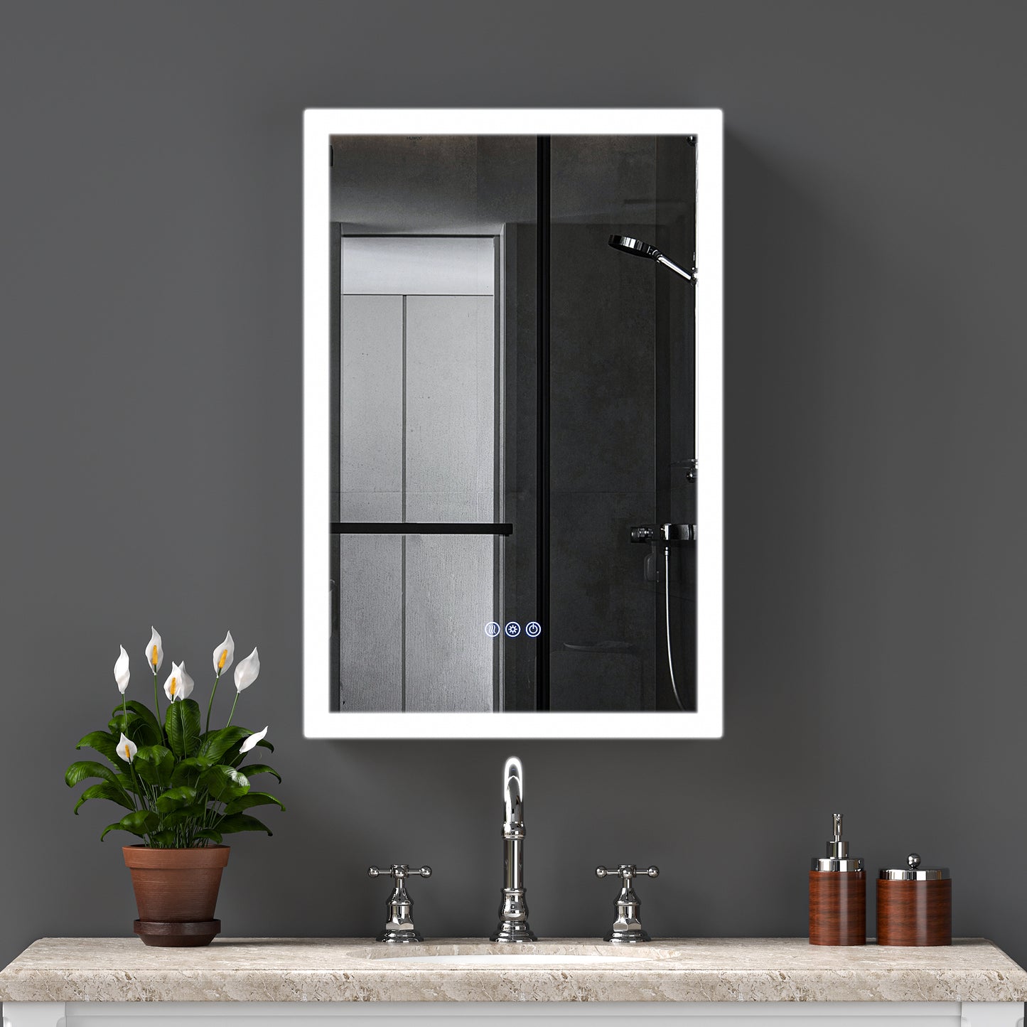 LED Lighted Medicine Cabinet with Mirror, 20*30Inches Bathroom Mirror Cabinet with Lights,Recessed or Wall Mounted, 3 Color TemperaturesAnti-Fog