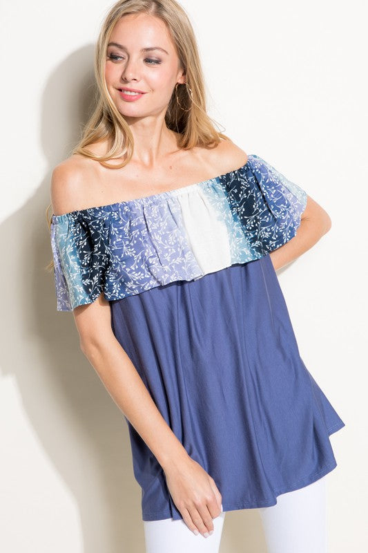 OMBRE TIE DYE OFF SHOULDER TOP