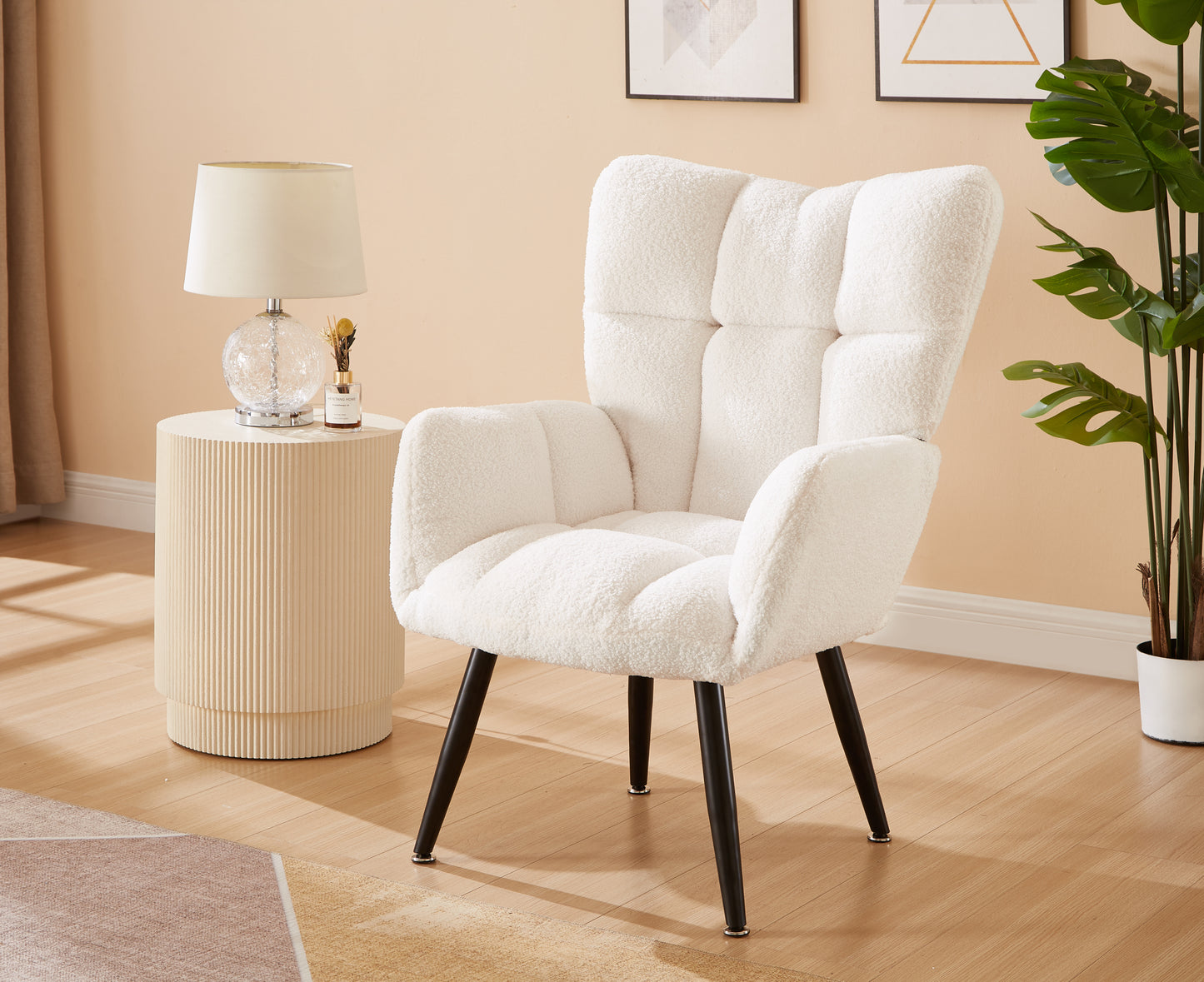 Modern Single Sofa Armchair with High Backrest Comfy Reading Chair for Small Spaces/Living Room/Bedroom/Apartment (COLOR:WHITE)