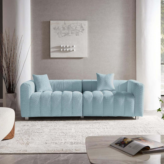 87.4'' Premium Velvet Sofa 3-Seater Loveseat, Modern Bubble Upholstered Couch with Metal Base Legs and 2 Pillows for Living Room, Bedroom.