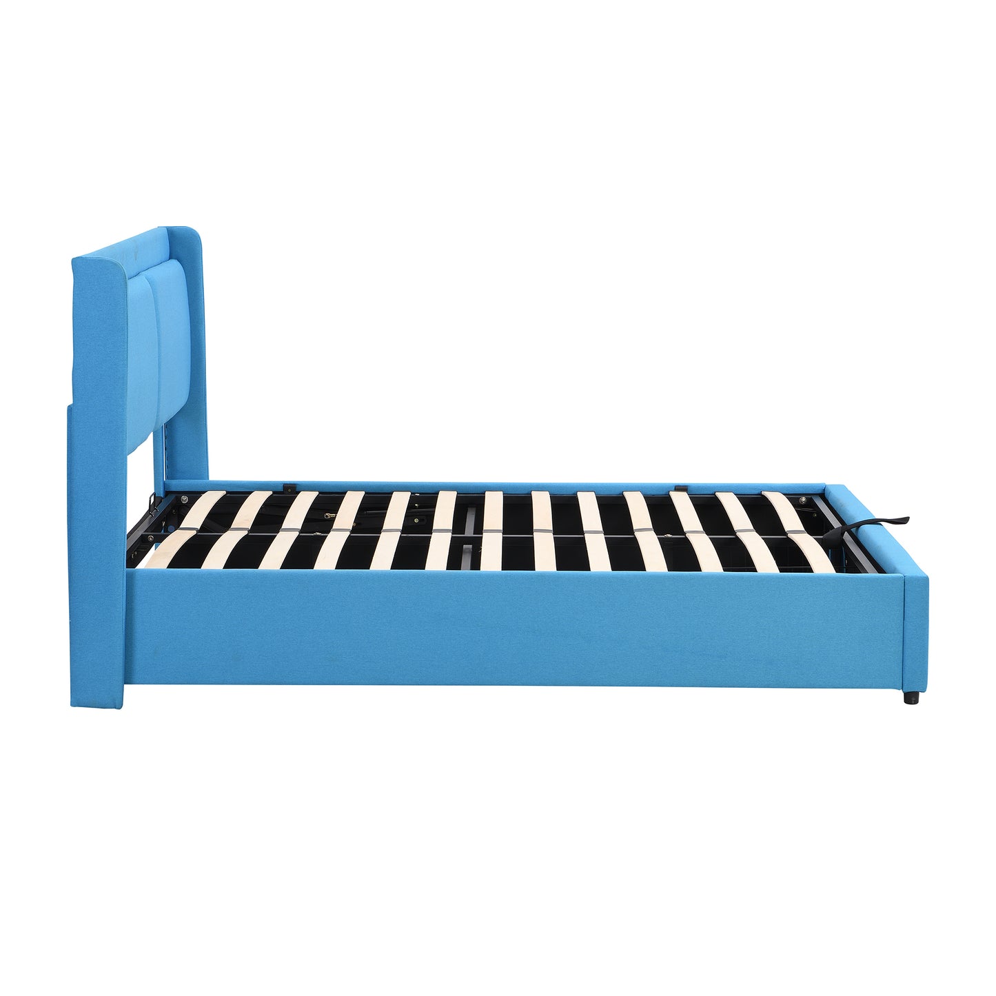 Queen Size Storage Upholstered Hydraulic Platform Bed with 2 Drawers, Blue