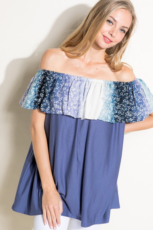 OMBRE TIE DYE OFF SHOULDER TOP