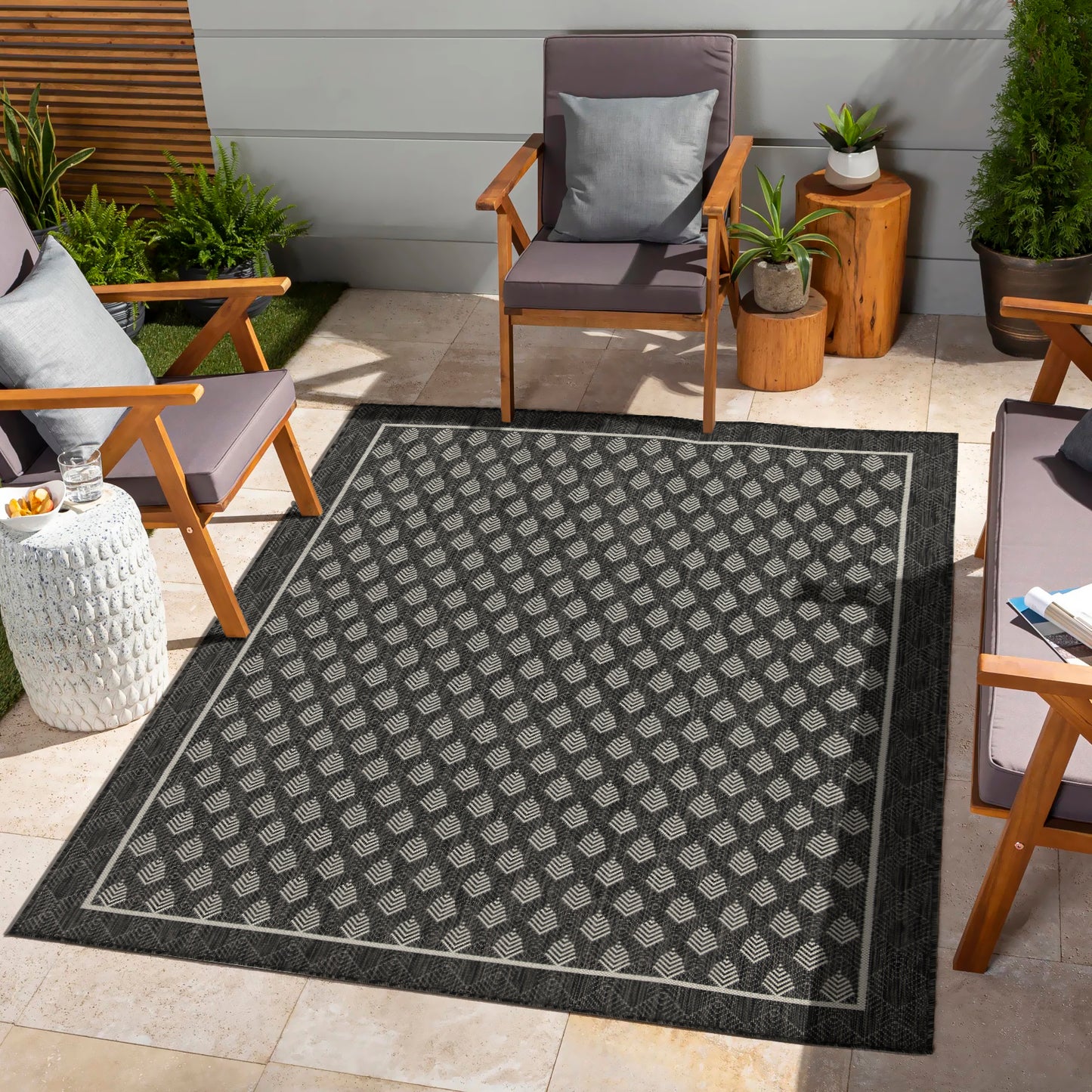 Sunshine GC_HAR2008 Anthracite 5 ft. 3 in. x 7 ft. 3 in. Indoor/Outdoor Area Rug