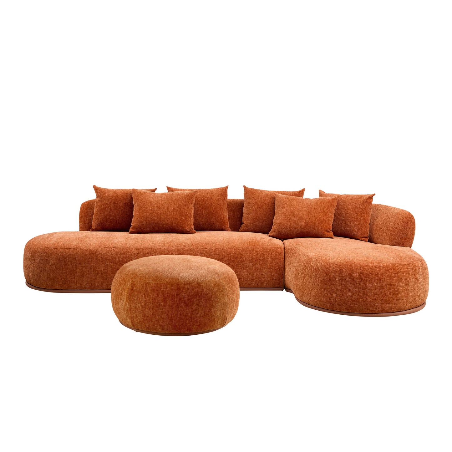 134.63'' Oversized L-Shape Sectional Sofa with Ottoman  Couch with Facing Chaise Right  Sofa with Deep Seat for Living Room ORANGE