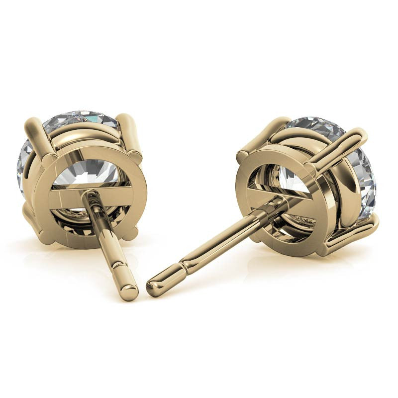 2.50 CTW AGI Certified Lab Grown Round Diamond Stud Earrings in 14K White or Yellow Gold (G/VS)