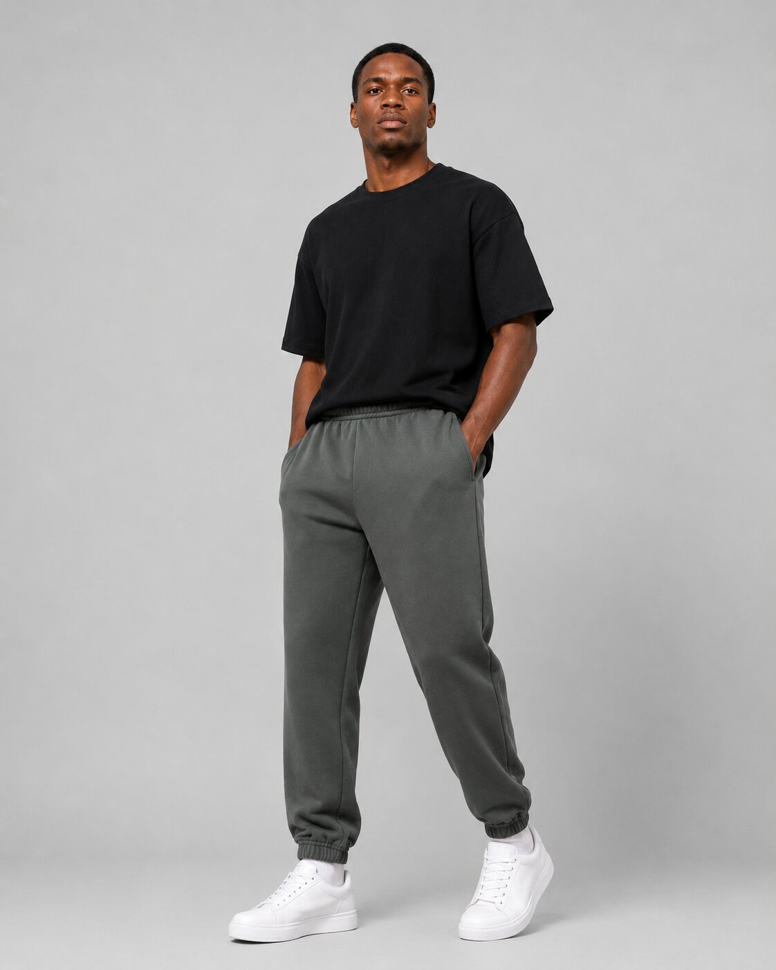 Heavy Knit Textured Tee Black