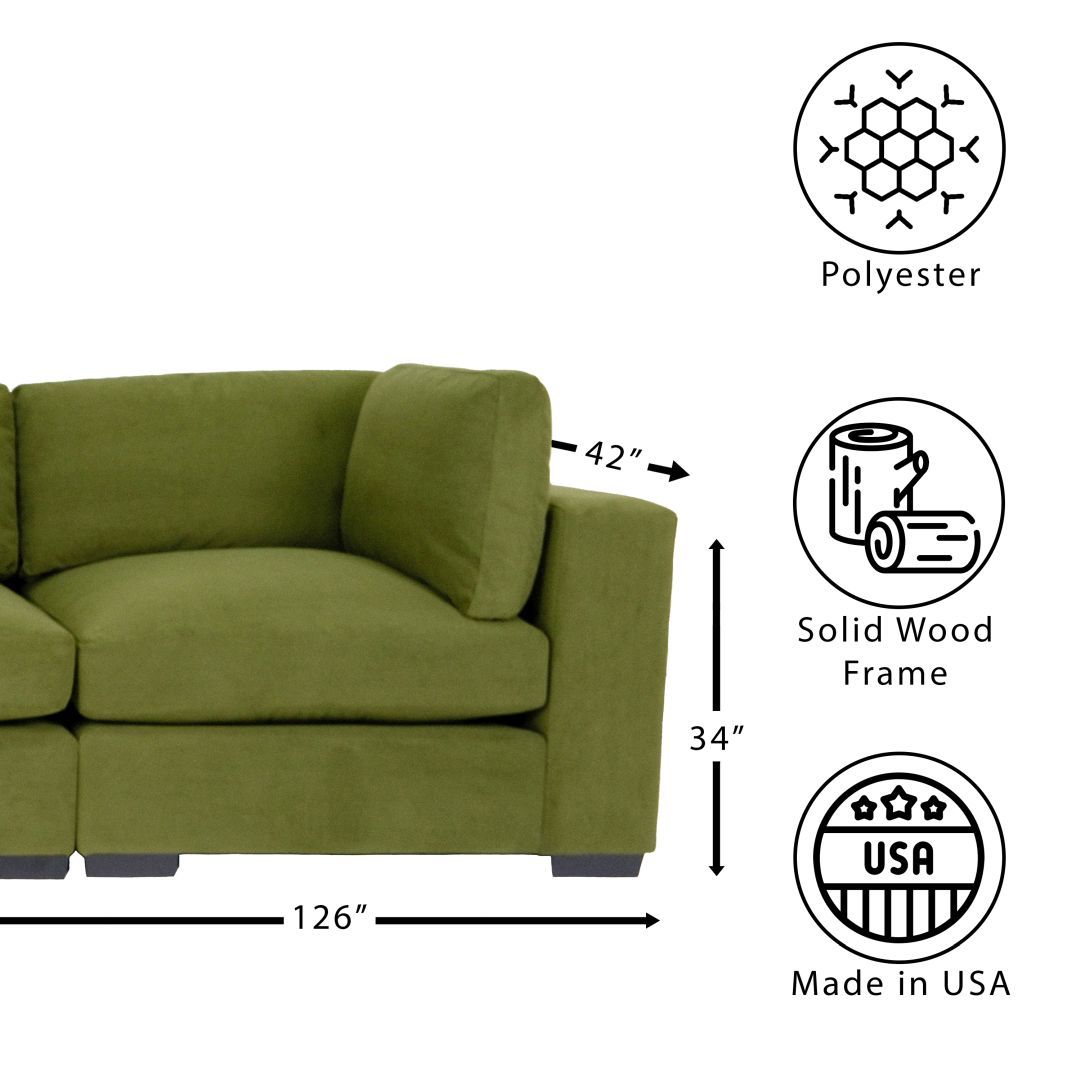 Forest Green Sofa for Living Room, Modern 3-Seater Sofas Couches for Bedroom, Office, and Apartment with Solid Wood Frame (Polyester)