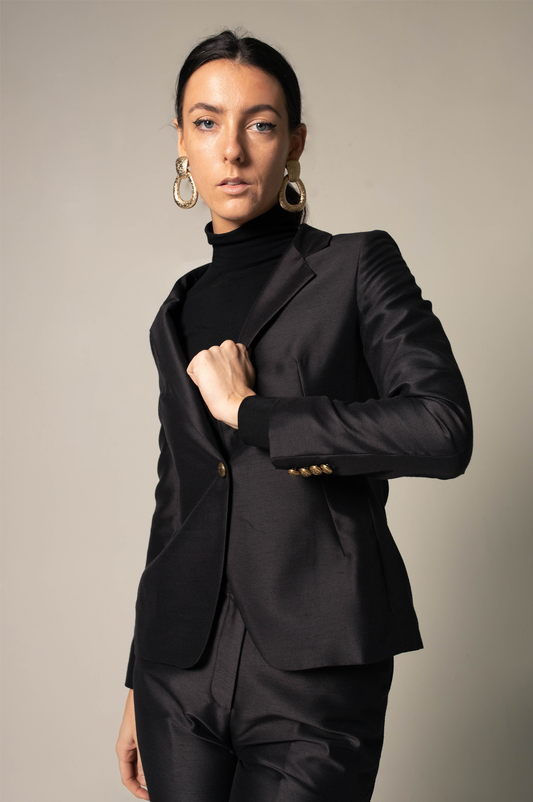 Womens Black Blazer Suit – Elegant Tailored Office Suit