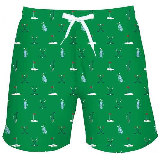Men's Golf Green Swim Shorts - 5.75" inseam