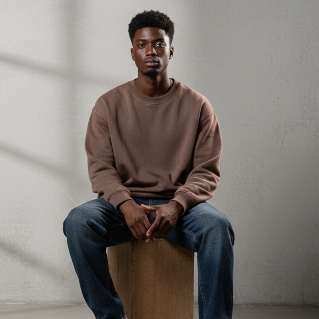 Mocha Distress Oversized Sweatshirt