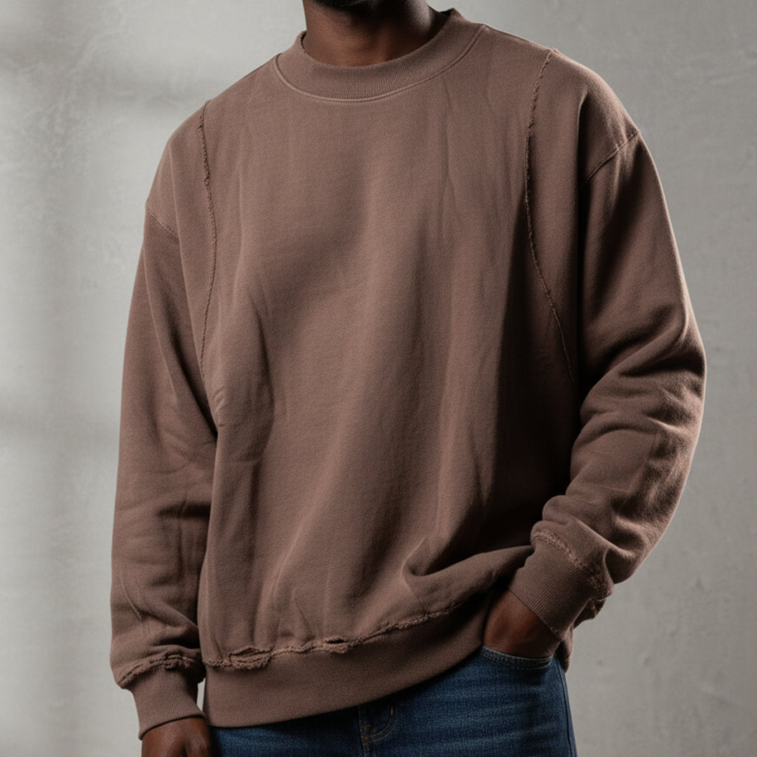 Mocha Distress Oversized Sweatshirt