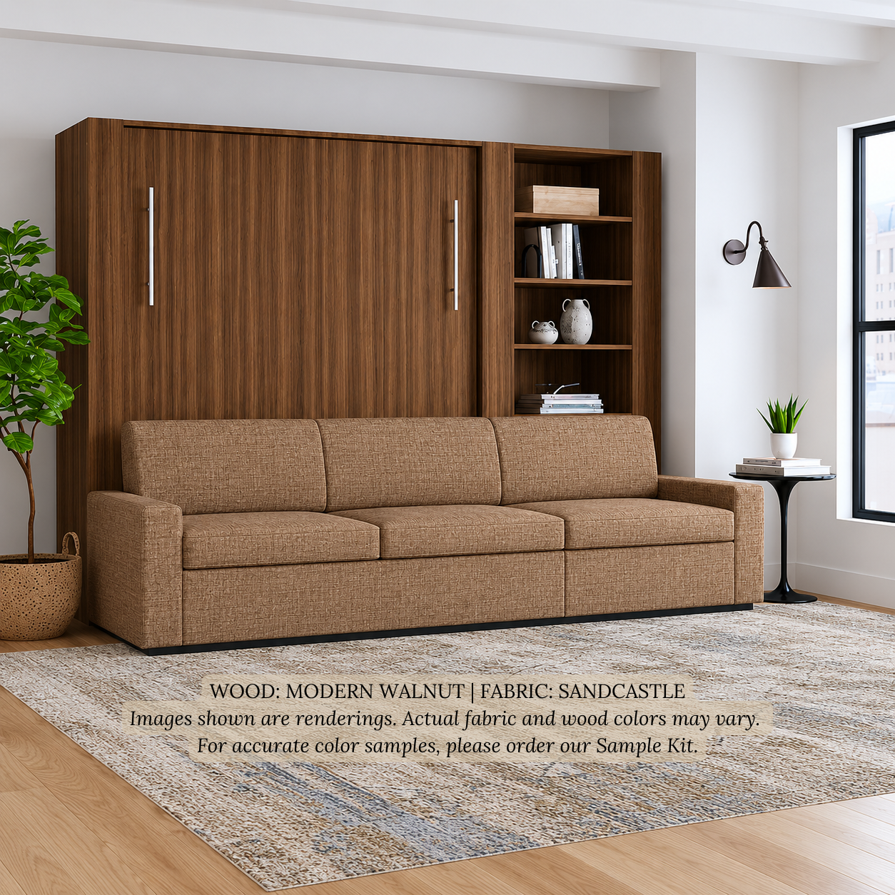 Wall Bed with Extended Sofa