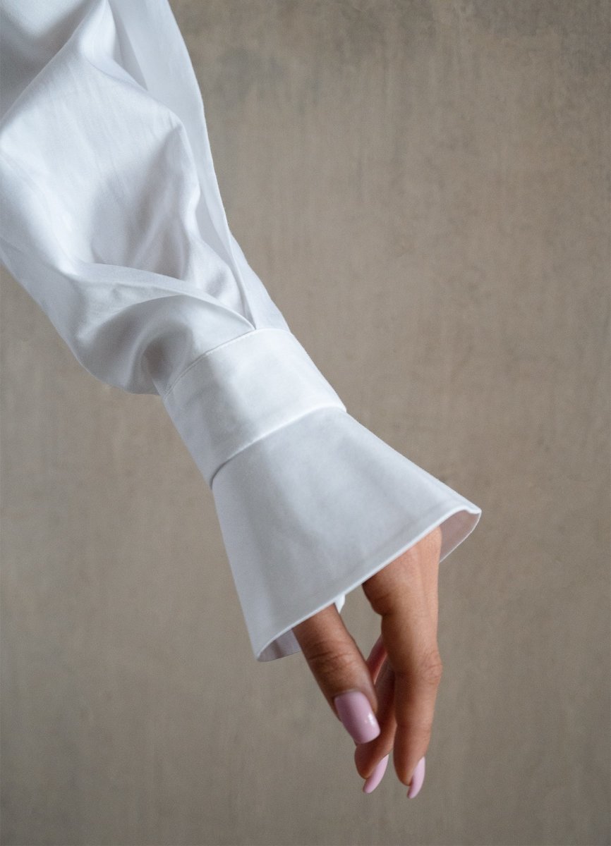 Quinta Tie Detail White Organic Cotton Shirt