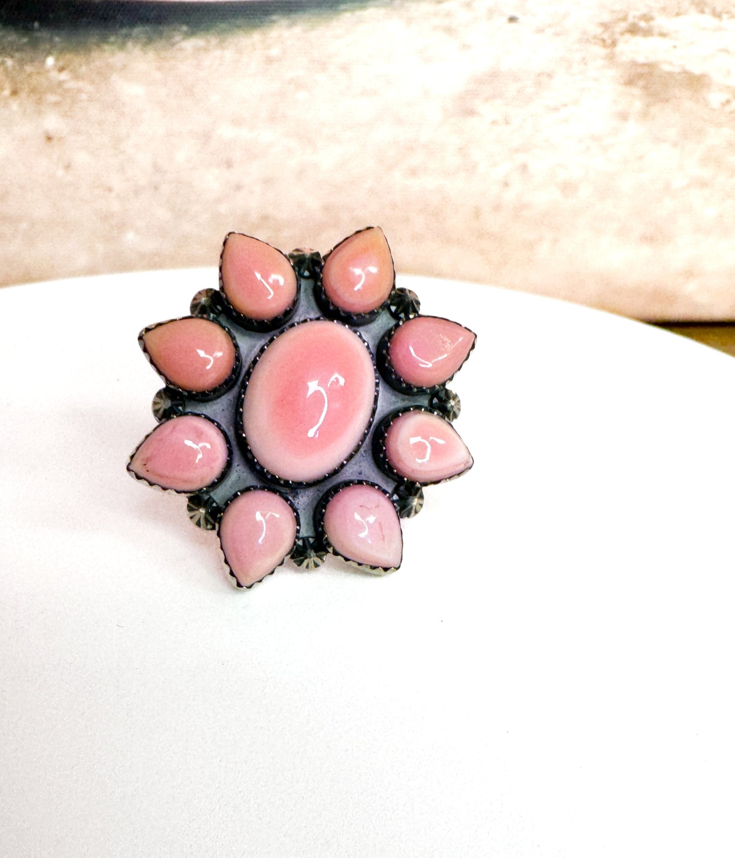 Pink Conch Starburst Ring