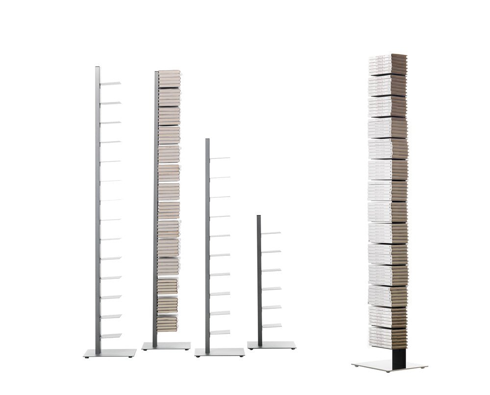 Sapiens Vertical Bookcase by Bruno Rainaldi - Small Unvarnished Steel