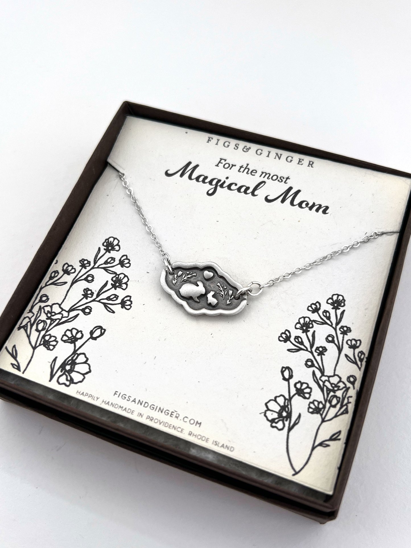 Bunny Mom & Baby Bunnies Necklace