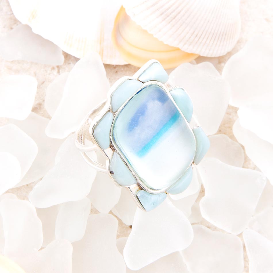 Scenic Beach Blue Larimar and Sterling Silver Ring