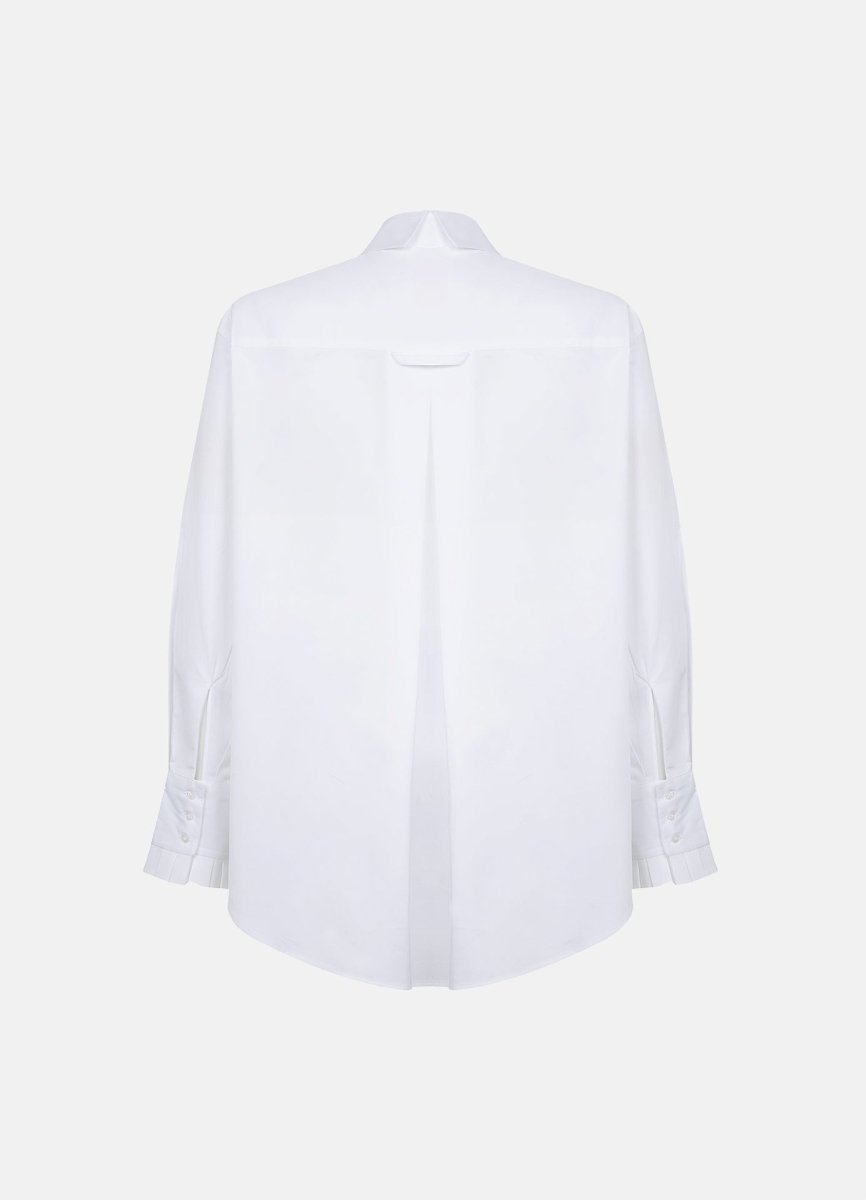 Settima Ruffled White Organic Cotton Shirt