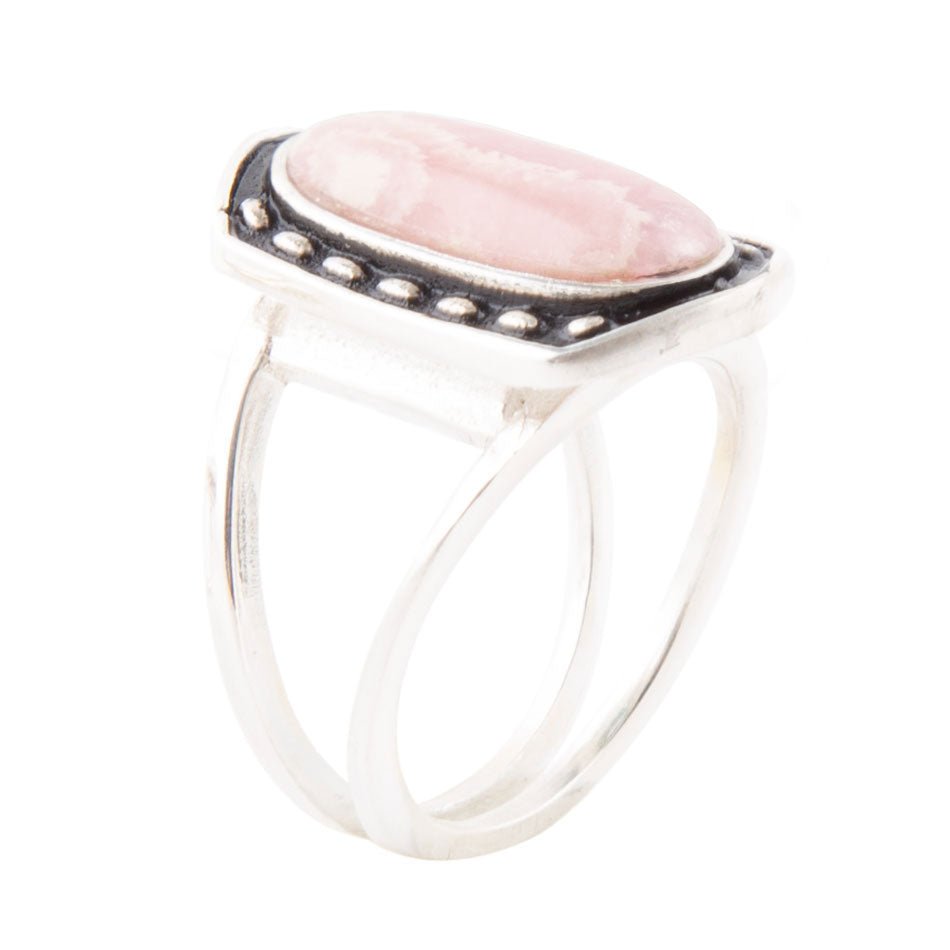Shielded Pink Rhodonite and Sterling Silver Ring