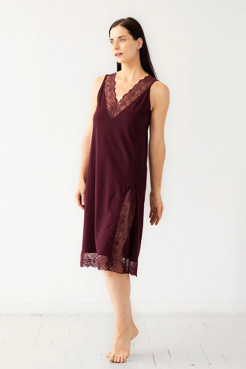 Simone Lace Trim Pima Cotton Gown