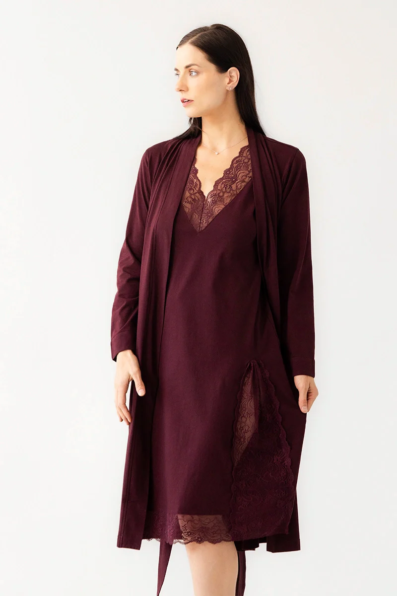 Simone Lace Trim Pima Cotton Gown