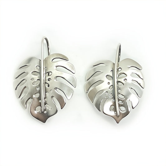Monstera Earrings in Sterling Silver | Medium