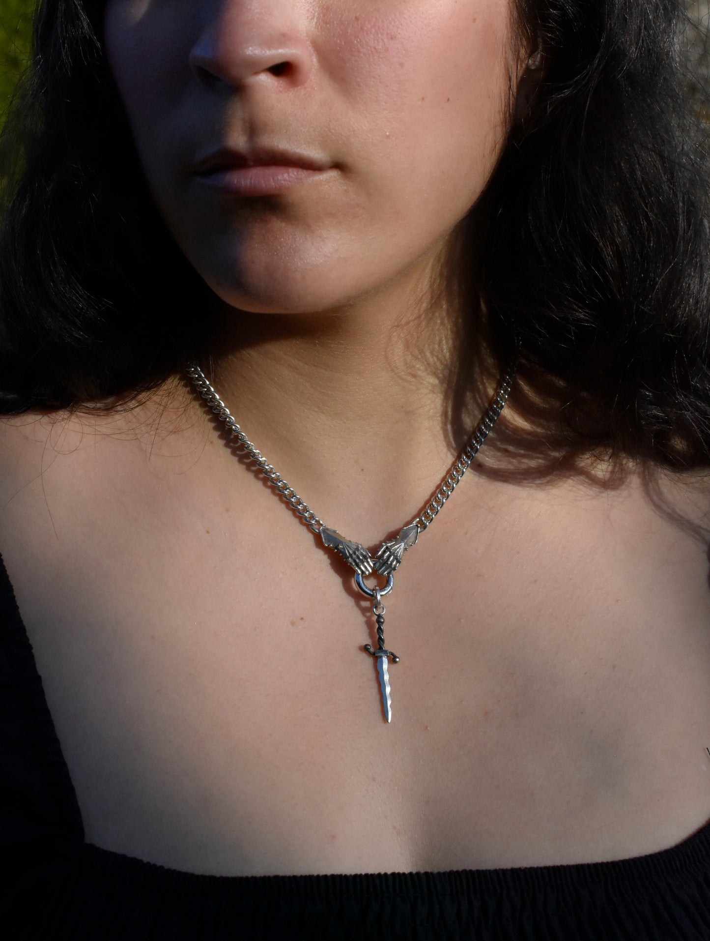 Wavy Dagger Pendant Charm