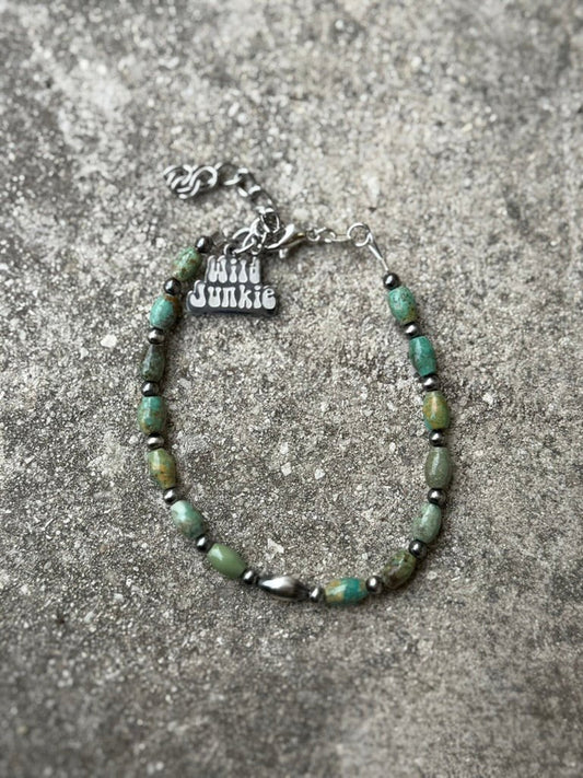 Sterling Silver Wild Spur Turquoise Beaded Bracelet