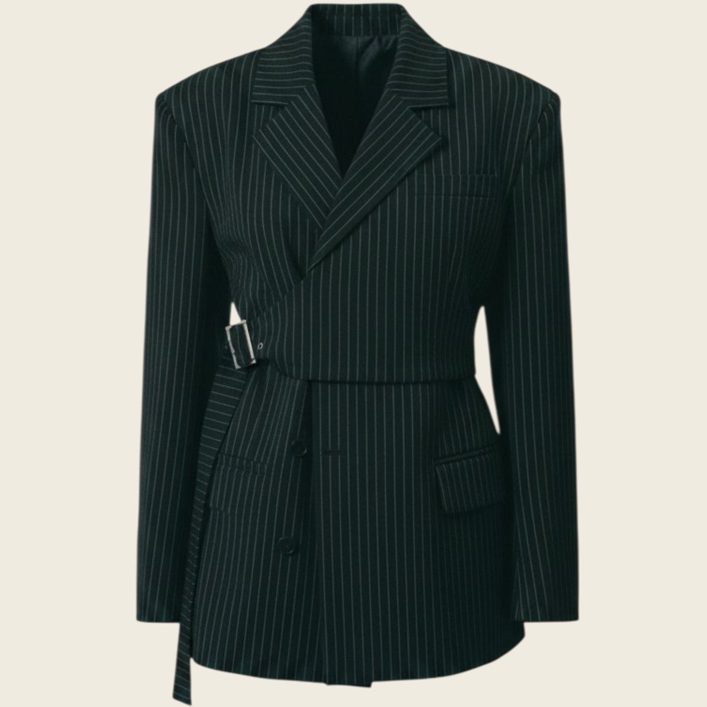 Luna Noir Pinstripe Blazer Women's Luxury Pinstripe Blazer