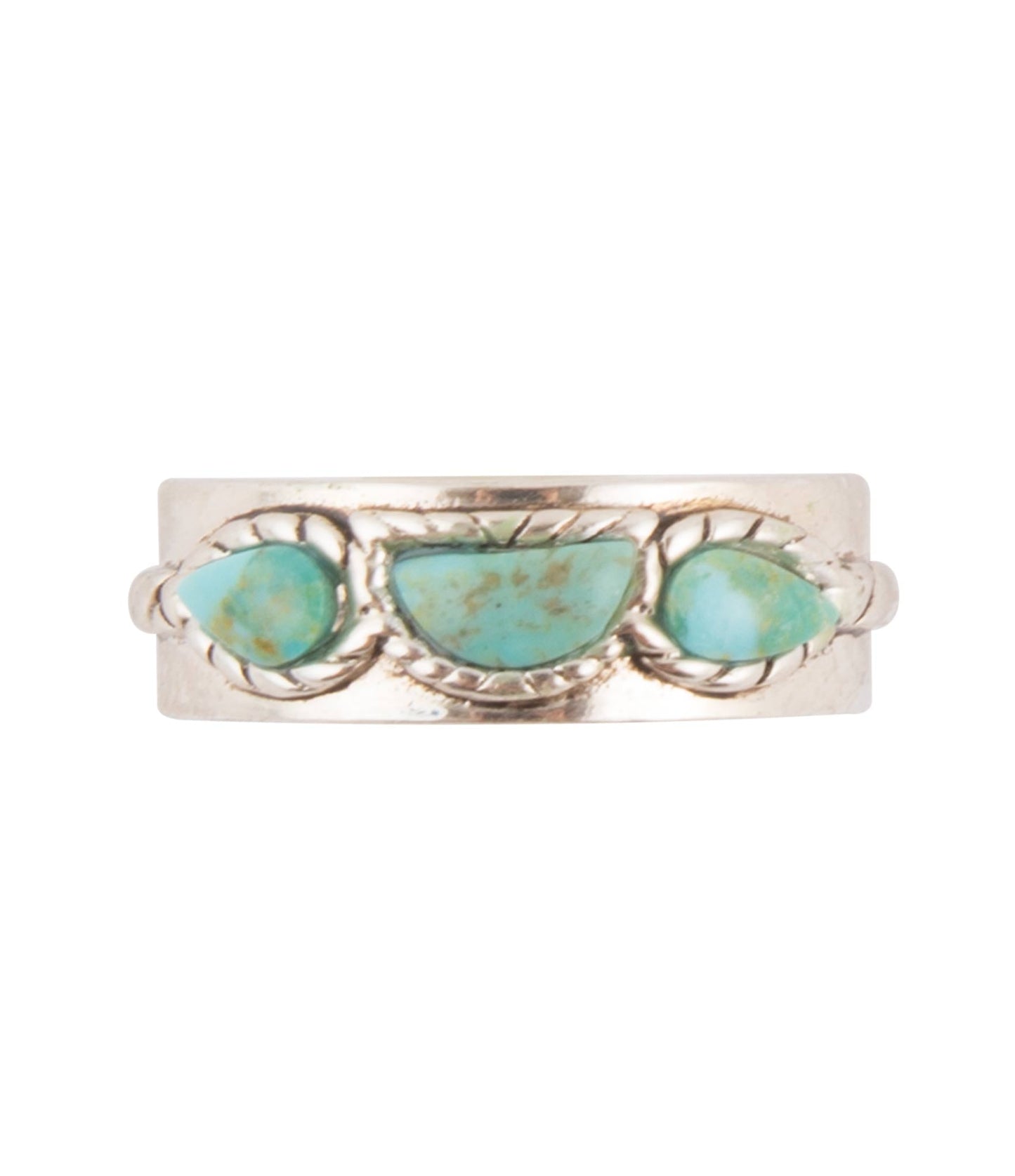 Triple Stone Simplicity Blue Turquoise and Sterling Silver Ring