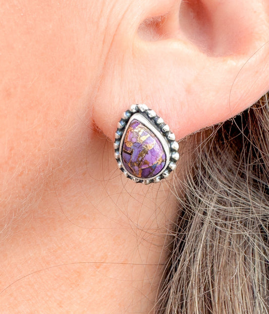 Purple Rose Teardrop Earrings