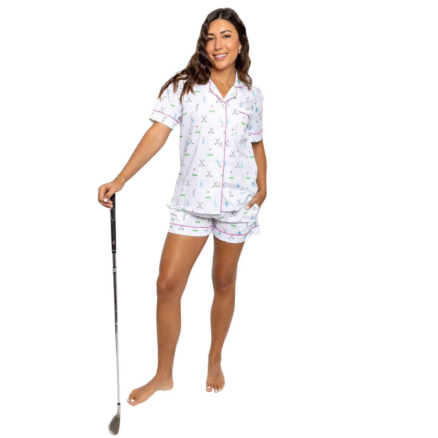 Women's Golf Short PJ Set - Organic Cotton Poplin