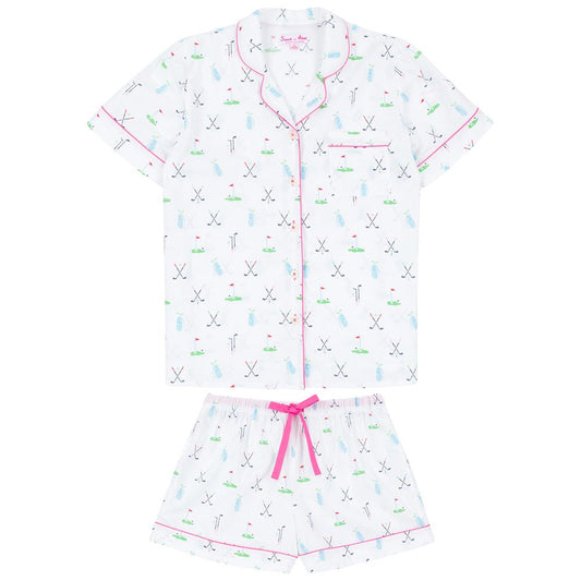 Women's Golf Short PJ Set - Organic Cotton Poplin