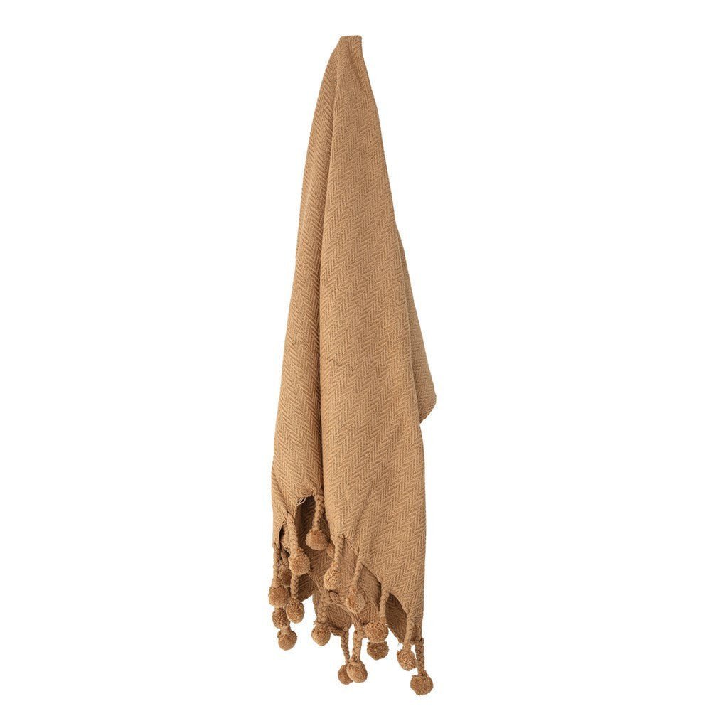 Woven Pom Pom Fringed Throw Blanket (2 Colors)