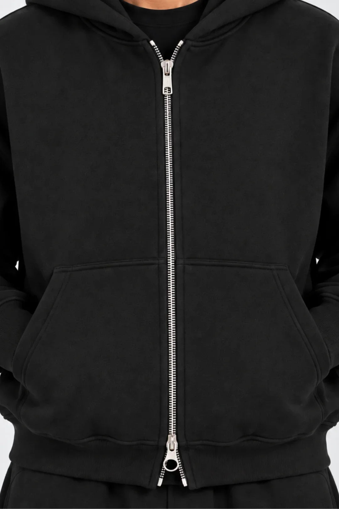 Double-Zip Hoodie Black