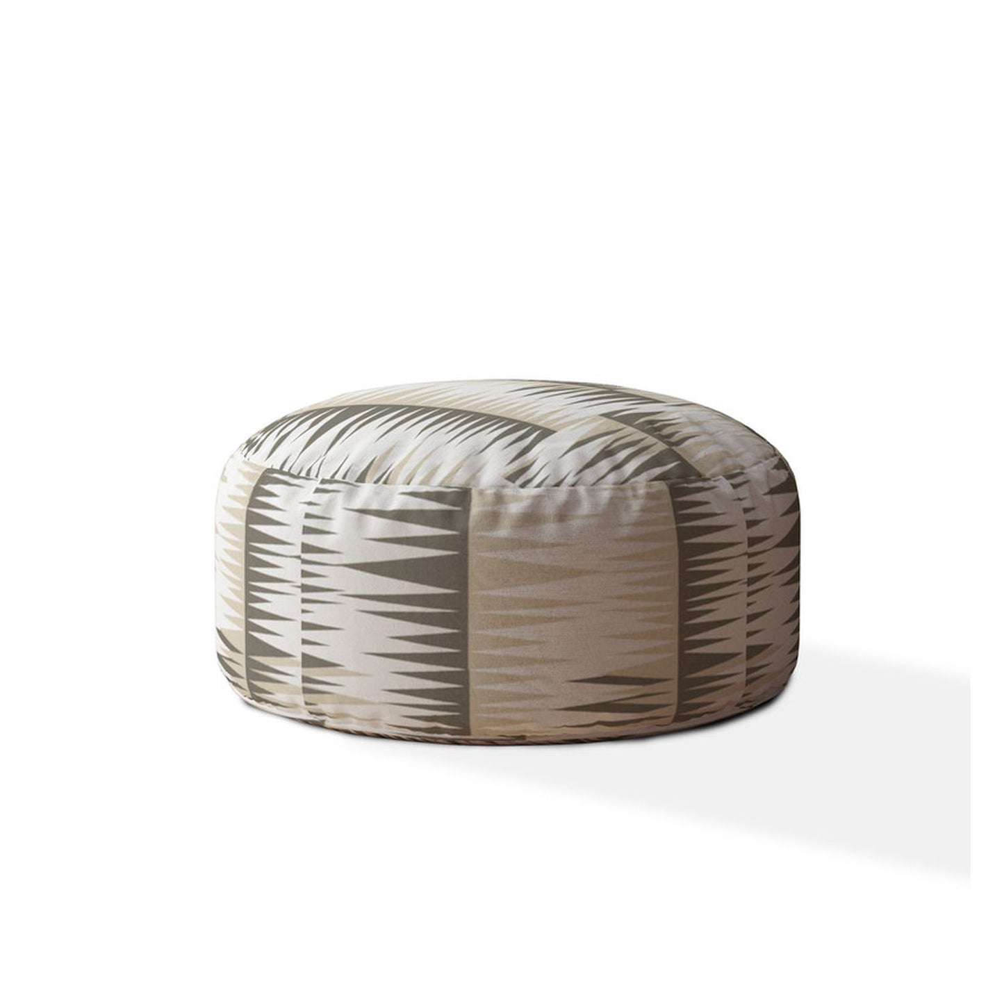 Indoor BANDELIER Blue/Taupe/Camel Tan Round Zipper Pouf - Cover Only - 24in dia x 20in tall