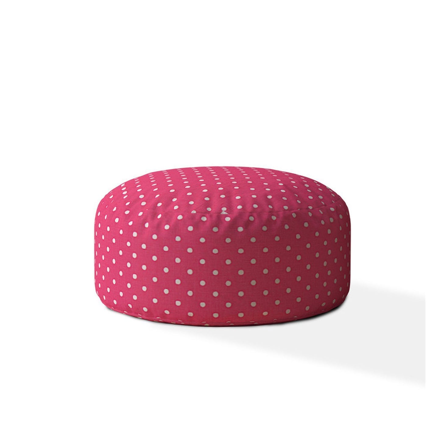 Indoor DINER DOT Hot Pink/White Round Zipper Pouf - Cover Only - 24in dia x 20in tall