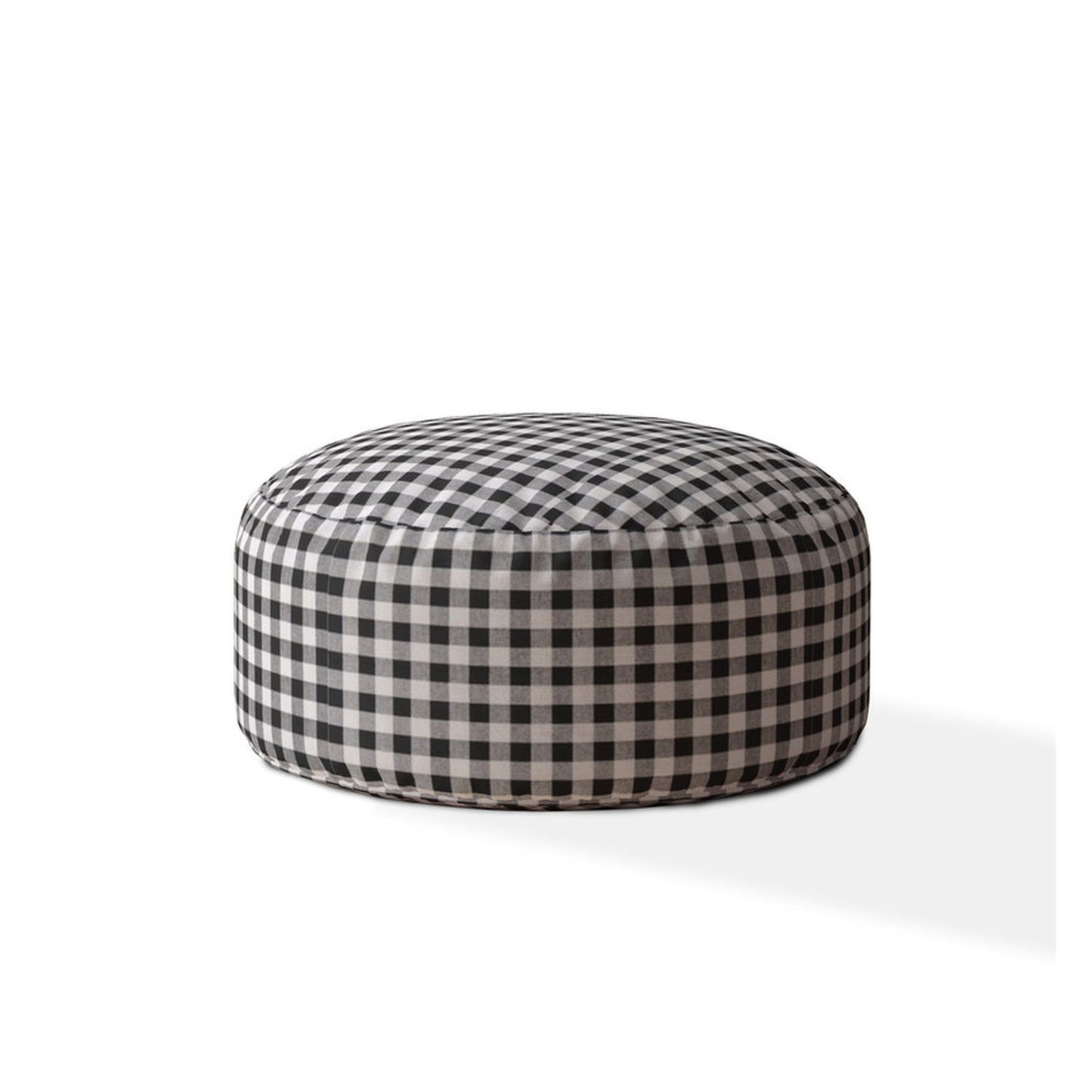 Indoor PLAIDO Black Round Zipper Pouf - Cover Only - 24in dia x 20in tall