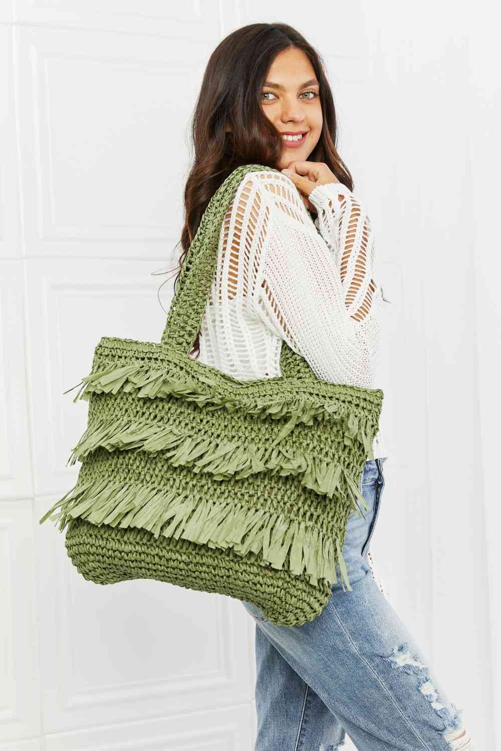 Fame The Last Straw Fringe Straw Tote Bag