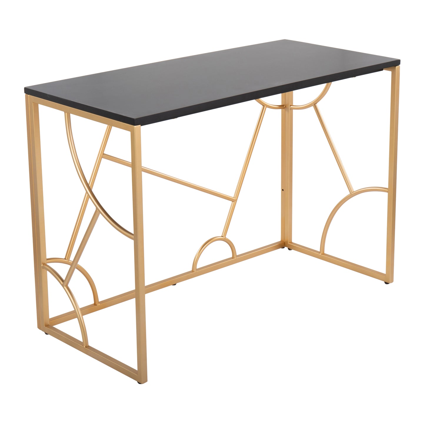 Constellation Contemporary Desk in Gold Metal and Black Wood by LumiSource